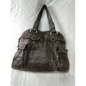 Juicy Couture Large Brown Distressed Leather, Grommet &  Diamond Pattern Purse
